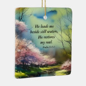 詩篇23:2-3彼は私の魂の聖書の聖句を回復する セラミックオーナメント (右)