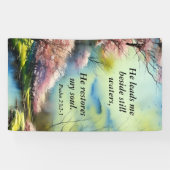 詩篇23:2-3彼は私の魂の聖書の聖句を回復する 横断幕 (横)