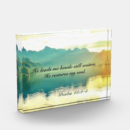 詩篇23 2-3節 彼は静かな水のほとりに導いてくださる フォトブロック (左)