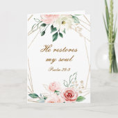 詩篇23:3彼は私の魂の聖書の聖句とバラを回復する カード (正面)