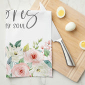 詩篇23:3彼は私の魂の聖書の聖句とバラを回復する キッチンタオル (四つ折り)