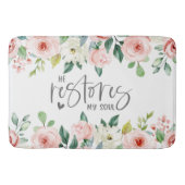 詩篇23:3彼は私の魂の聖書の聖句とバラを回復する バスマット (正面)