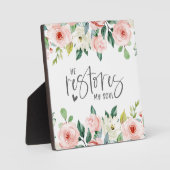 詩篇23:3彼は私の魂の聖書の聖句とバラを回復する フォトプラーク (正面)