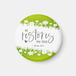詩篇23:3彼は私の魂の聖書の聖句を回復する マグネット