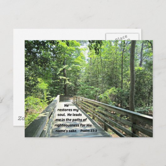 詩篇23:3彼は私の魂を回復し、彼は私を導く ポストカード (正面/裏面)