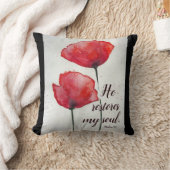 詩篇23:3彼は私の魂を回復し、聖書の聖句フローラ クッション (ブランケット)