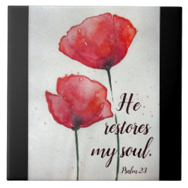 詩篇23:3彼は私の魂を回復し、聖書の聖句フローラ タイル