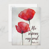 詩篇23:3彼は私の魂を回復し、聖書の聖句フローラ ポストカード (正面/裏面)