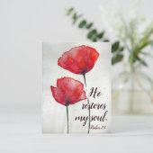 詩篇23:3彼は私の魂を回復し、聖書の聖句フローラ ポストカード (スタンド正面)