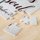 詩篇23:3彼は私の魂を回復する赤いケシの聖書 ジグソーパズル (側面)