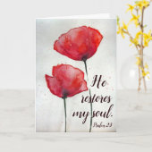 詩篇23:3 彼は私の魂を回復させます、聖書の詩篇 フローラル カード (黄色い花)