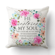 詩篇23:3 – 彼は私の魂を回復するピンクのフローラ聖書