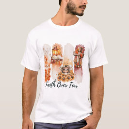 詩篇23:4信仰は恐怖に勝る　秋のTシャツ Tシャツ