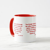 詩篇23:4聖書の聖句聖なる書物、 経典二音マグカップ マグカップ (正面左)