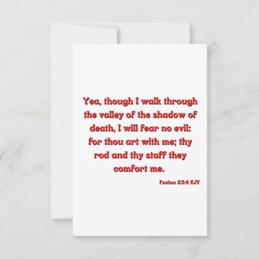 詩篇23:4聖書の詩聖なる書物、 経典フラット挨拶 カード (正面)
