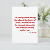 詩篇23:4聖書の詩聖なる書物、 経典フラット挨拶 カード (スタンド正面)