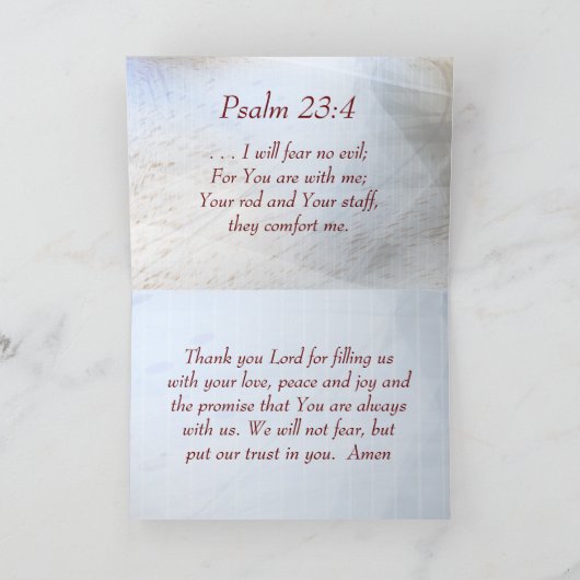 詩篇23:4 神は私と共にいるので恐れはない、聖書 サンキューカード (内部)