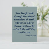 詩篇23:4 KJV聖書聖なる書物、 経典挨拶 カード (スタンド正面)