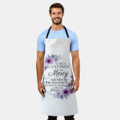 詩篇23:6聖書感動的聖句パープルフローラ エプロン (着用した状態)