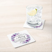 詩篇23:6聖書感動的聖句パープルフローラ スクエアペーパーコースター (インサイチュ)