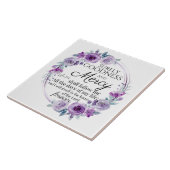 詩篇23:6聖書感動的聖句パープルフローラ タイル (側面)