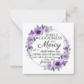 詩篇23:6聖書感動的聖句パープルフローラ ノートカード (正面)