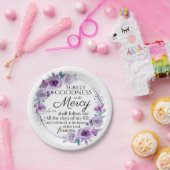 詩篇23:6聖書感動的聖句パープルフローラ ペーパープレート (パーティー)