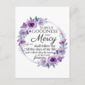 詩篇23:6聖書感動的聖句パープルフローラ ポストカード (正面)