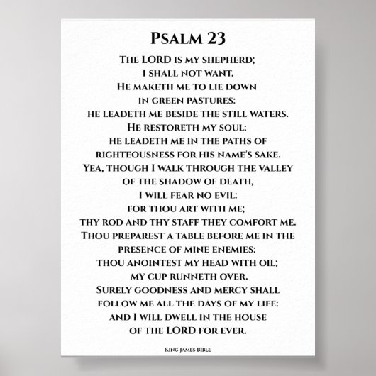 詩篇23 KJV 太字 シンゼル フォント ポスター (正面)