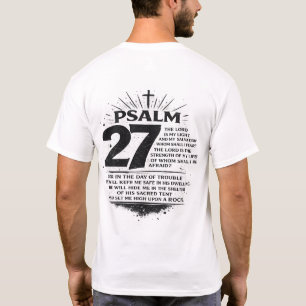 詩篇27章 聖書の詩 キリスト教バックプリントTシャツ Tシャツ