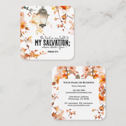 詩篇27:1主は私の光と救いの聖書である スクエア名刺 (正面/裏面)