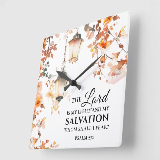 詩篇27:1主は私の光と救いの聖書である スクエア壁時計 (傾斜)