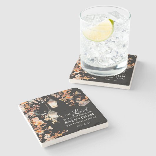 詩篇27:1主は私の光と救いの聖書である ストーンコースター (横)