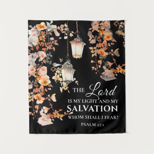 詩篇27:1主は私の光と救いの聖書である タペストリー (正面)
