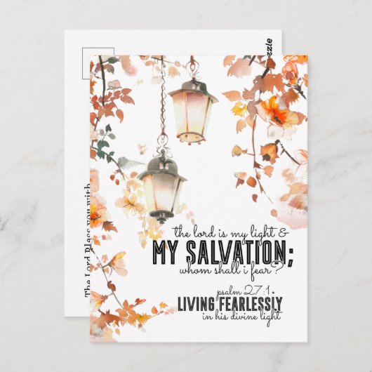 詩篇27:1主は私の光と救いの聖書である ポストカード (正面/裏面)