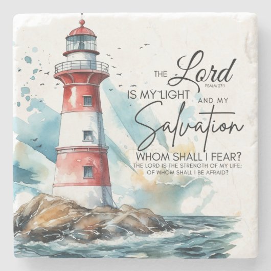 詩篇27:1聖書LORDは私の光と救いである ストーンコースター (正面)