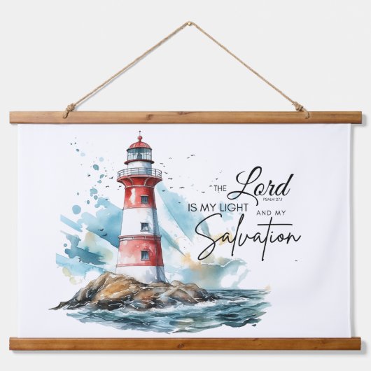 詩篇27:1聖書LORDは私の光と救いである 吊り下げ型タペストリー (正面)