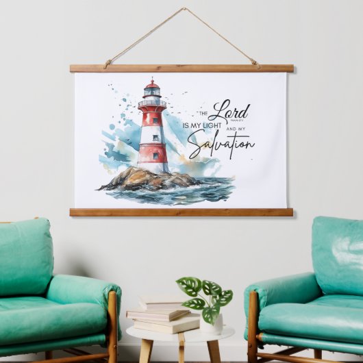 詩篇27:1聖書LORDは私の光と救いである 吊り下げ型タペストリー (リビング)