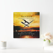 詩篇27:13-14の善を見る スクエア壁時計 (ホーム)