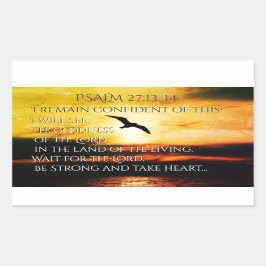 詩篇27:13-14の善を見る 長方形シール