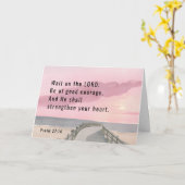 詩篇27:14主なる聖書の聖句の海を待つ カード (黄色い花)