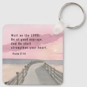 詩篇27:14主なる聖書の聖句の海を待つ キーホルダー (裏面)
