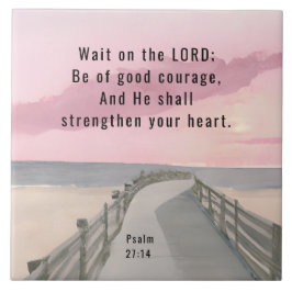 詩篇27:14主なる聖書の聖句の海を待つ タイル