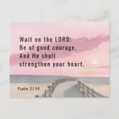 詩篇27:14主なる聖書の聖句の海を待つ ポストカード (正面)