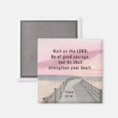 詩篇27:14主なる聖書の聖句の海を待つ マグネット (正面/裏面)