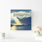 詩篇27:14 主に待ち望め 聖書の言葉 日没 スクエア壁時計 (ホーム)