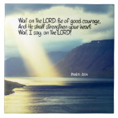 詩篇27:14 Wait on the LORD Bible Verse海 タイル (正面)