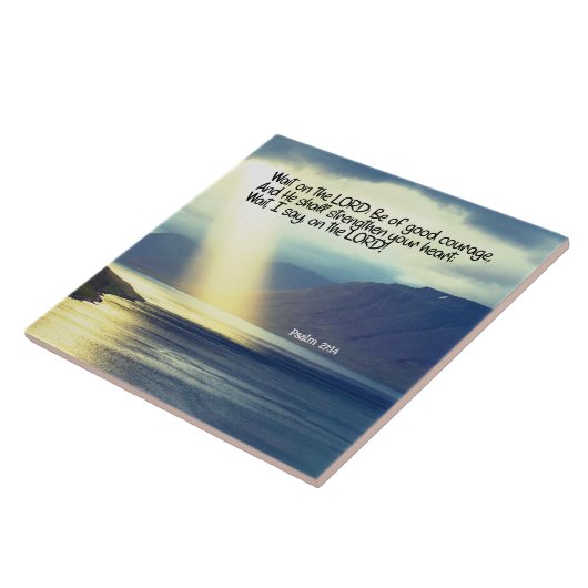 詩篇27:14 Wait on the LORD Bible Verse海 タイル (側面)