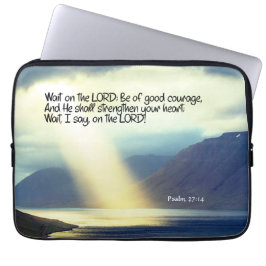 詩篇27:14 Wait on the LORD Bible Verse海 ラップトップスリーブ