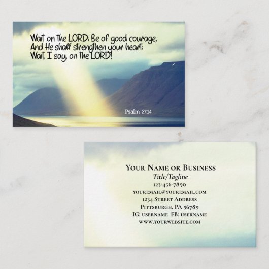 詩篇27:14 Wait on the LORD Bible Verse海 名刺 (正面/裏面)